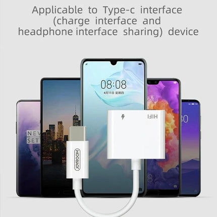 Joyroom Adapter for Daily USB-C Audio Connections - compact USB-C to 3.5mm audio and charging adapter for phones, commute and desk use
