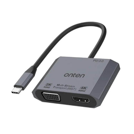Onten Type-C Adapter for HDMI and VGA Video Output connecting laptop to projector and TV with PD charging