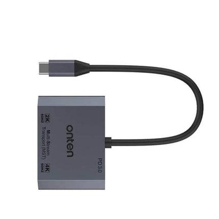 Onten Type-C Adapter for HDMI and VGA Video Output — compact gray dongle with USB‑C cable, HDMI and VGA ports for laptop/projector mirroring and charging