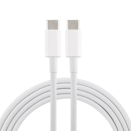 USB-C Charging Cable for Everyday Device Connections — white USB-C-to-USB-C cable coiled for phone and laptop charging