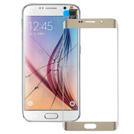 Replacement Touch Screen for Samsung Galaxy S6 Edge+ Daily Use - gold front replacement glass and digitizer shown next to cracked phone screen