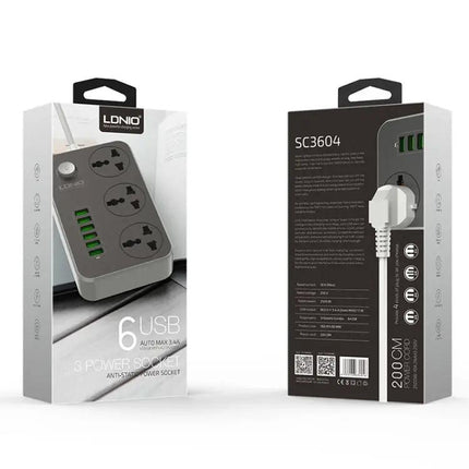 LDNIO Multi-Function Socket with 6 USB Ports for Home Use