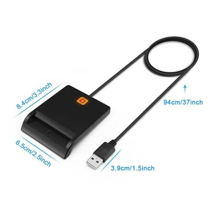 ROCKETEK USB Smart Card Reader for Banking and IDs compact black USB reader with 94cm cable and LED for secure online banking and ID verification