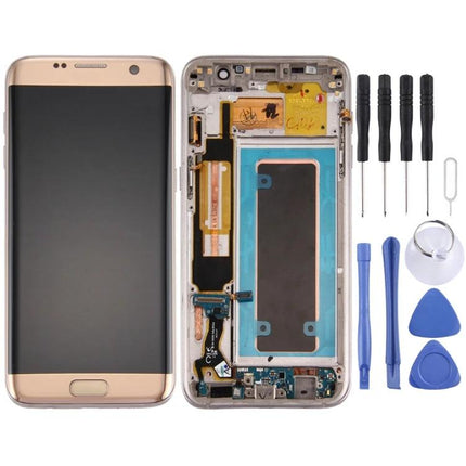 Samsung Galaxy S7 Edge Screen Replacement for Everyday Phone Use showing full replacement kit with LCD, digitizer, frame and tools