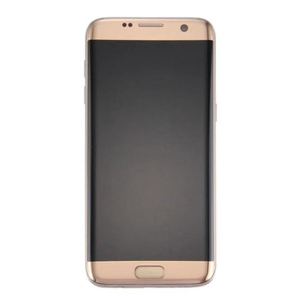 Samsung Galaxy S7 Edge Screen Replacement for Everyday Phone Use gold front view showing LCD, digitizer and frame for repair kit