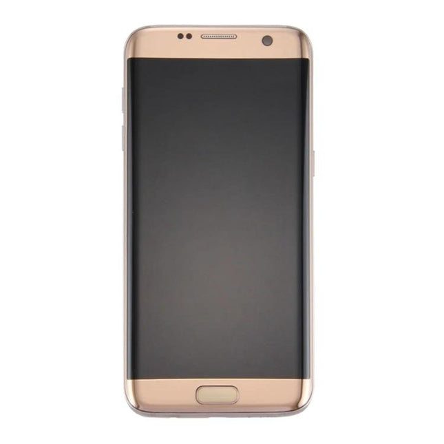 Samsung Galaxy S7 Edge Screen Replacement for Everyday Phone Use gold front view showing LCD, digitizer and frame for repair kit
