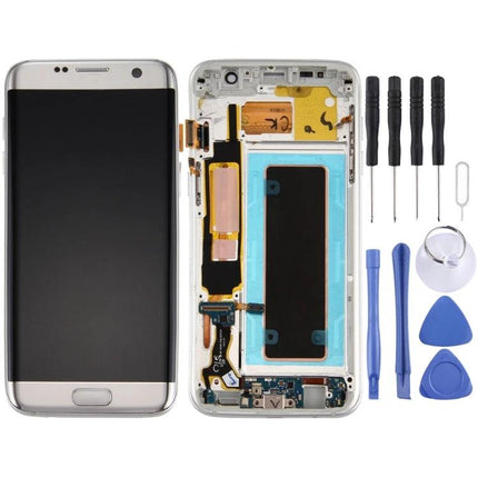 Samsung Galaxy S7 Edge Screen Replacement for Everyday Phone Use kit showing LCD digitizer frame tools and charging port board
