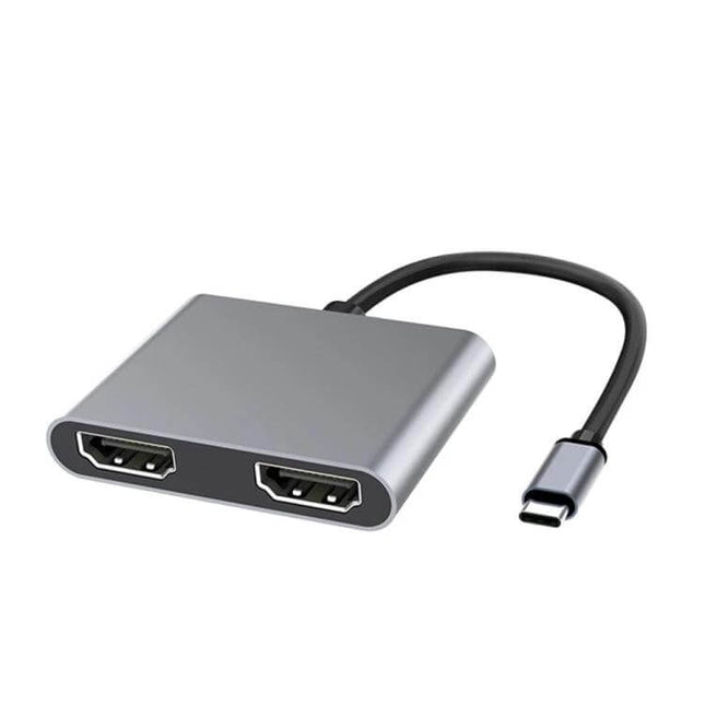 USB-C Docking Station with Dual HDMI for Display Extension connecting laptop to two external monitors for extended workspace