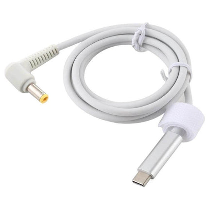 USB-C to 5.5x2.5mm Elbow Charging Cable for Laptops, 1.5 Meters Long - white elbow design reduces port strain and cable clutter