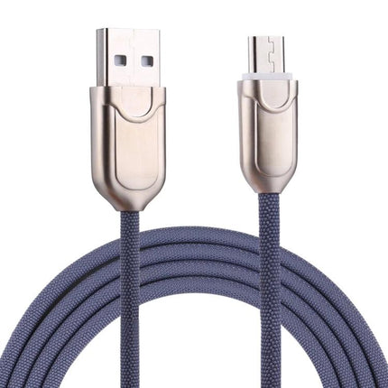 Essential Micro USB Cable for Daily Smartphone Charging - braided gray cable with gold USB-A and micro-USB connectors for charging and syncing