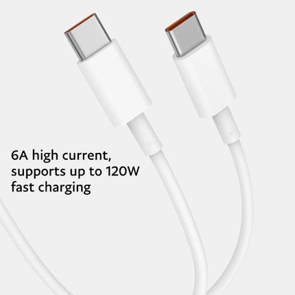 Xiaomi USB-C Cable for Everyday Phone and Tablet Charging – 1m white cable supports up to 6A/120W fast charging for daily phone and tablet use