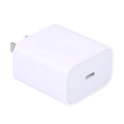 Compact USB-C Adapter for Daily Device Charging at Home white wall charger block with USB-C port and foldable prongs