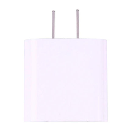 Compact USB-C Adapter for Daily Device Charging at Home white wall charger with two-prong US plug, compact rectangular design