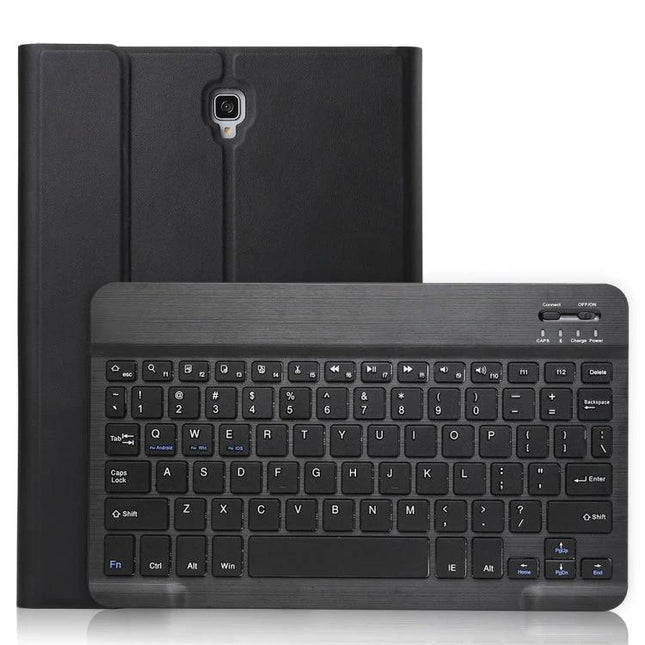 Ultra-Thin Detachable Bluetooth Keyboard Case for Galaxy Tab S4 10.5 shown in black with slim keyboard and protective folio cover