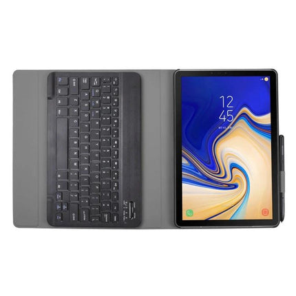 Ultra-Thin Detachable Bluetooth Keyboard Case for Galaxy Tab S4 10.5 showing tablet with slim keyboard and pen holder for travel and typing