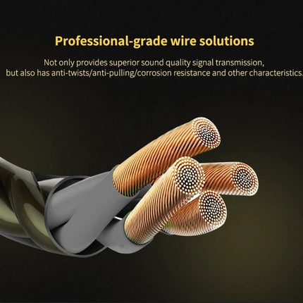 QKZ In-Ear Headphones With Four Drivers For Commuting showing professional-grade twisted copper wire cross-section for durability