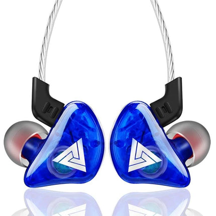 QKZ In-Ear Headphones With Noise Reduction For Commute blue wired earbuds with CSR Bluetooth chip and inline mic, commute-ready