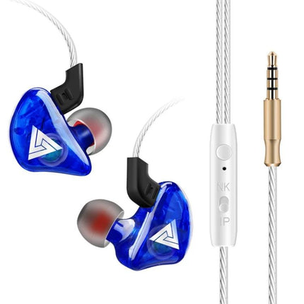 QKZ In-Ear Headphones With Noise Reduction For Commute blue wired earbuds with inline mic gold 3.5mm plug