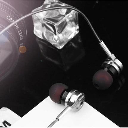 QKZ In-Ear Headphones With Mic For Commute And Workout compact metal earbuds with mic, tangle-resistant cable, ergonomic silicone tips