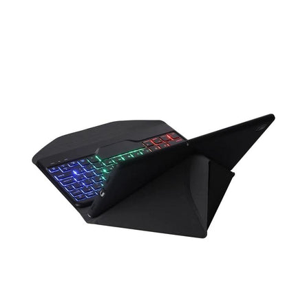 Leather Bluetooth Keyboard Case for Samsung Galaxy Tab S6 Lite with Backlight - Black leather protective backlit keyboard case for tablet