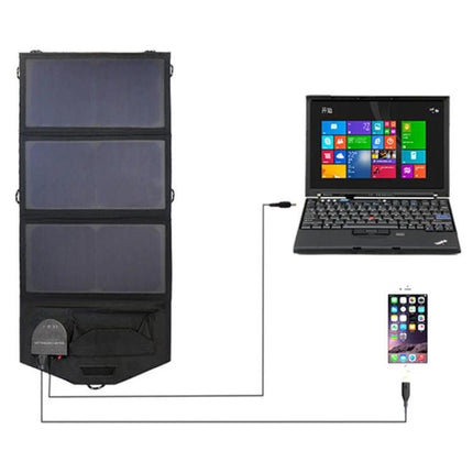 ALLPOWERS Foldable Waterproof Solar Charger for Portability powering laptop and smartphone during outdoor use