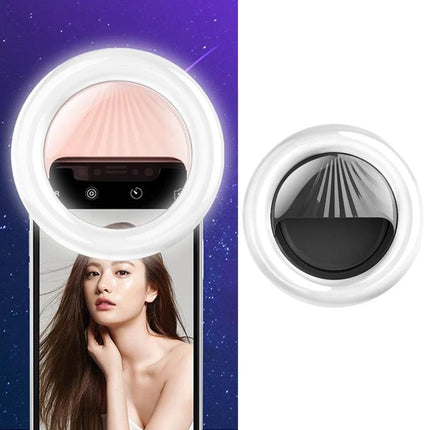Versatile Clip-On Light for Daily Selfies and Social Media brightening phone selfies with clip-on ring light and built-in battery
