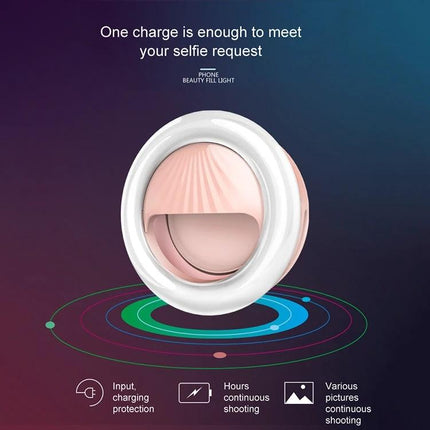Versatile Clip-On Light for Daily Selfies and Social Media - pink ring light clip with built-in battery for brighter indoor selfies