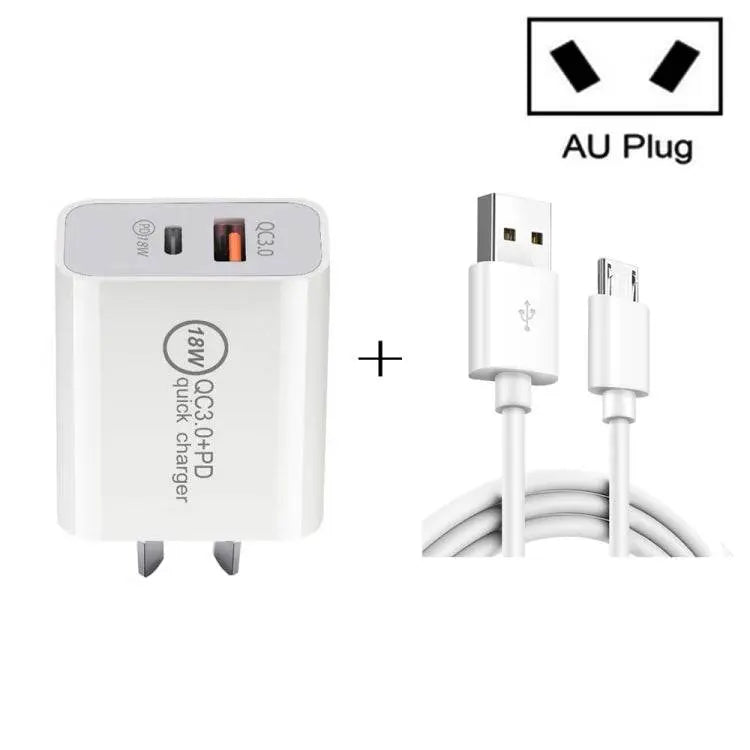 SDC-18W 18W PD QC 3.0 USB Dual Fast Travel Charger AU Plug