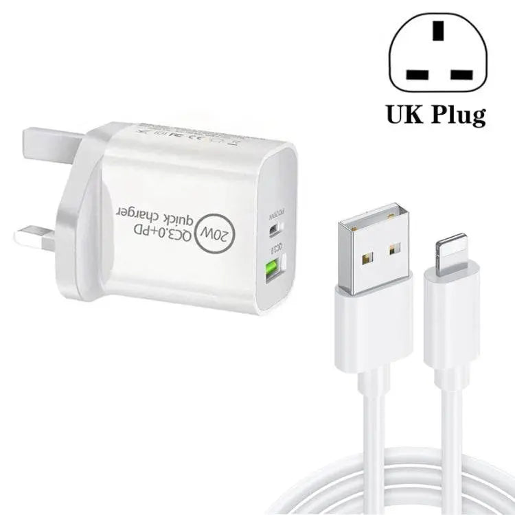 SDC-20WA+C 20W PD 3.0 QC 3.0 USB Dual Fast Charger UK Plug