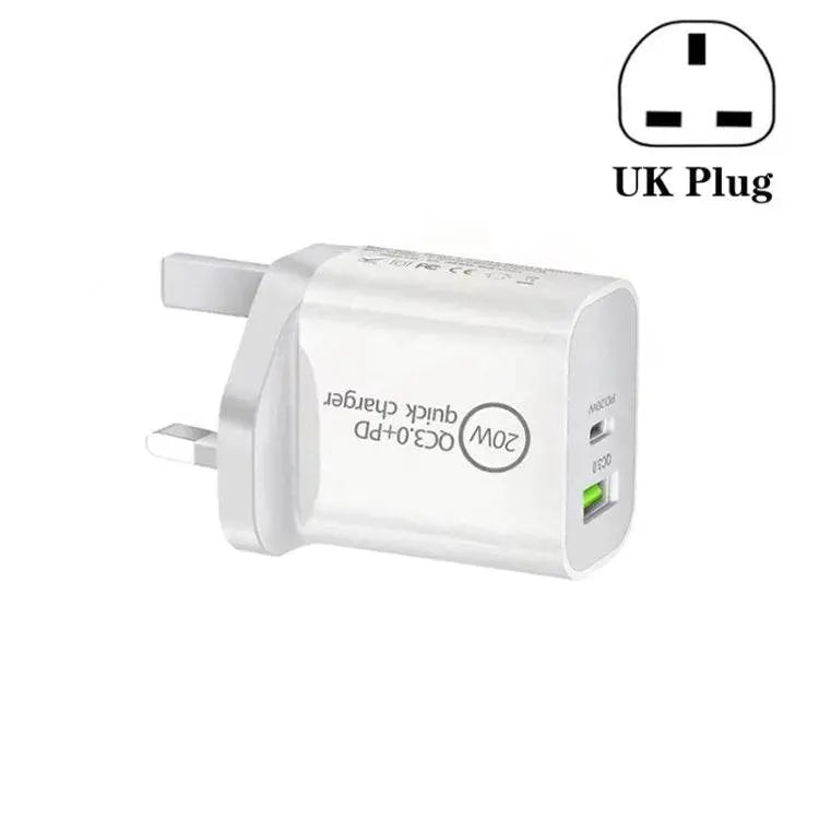 SDC-20WA+C 20W PD QC 3.0 USB Dual Fast Charger UK Plug