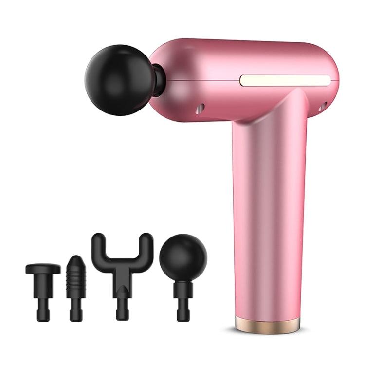 Compact USB Rechargeable Adjustable Vibration Massage Gun for Full Body Relief Pink