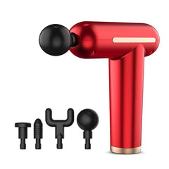 Compact USB Rechargeable Adjustable Vibration Massage Gun for Full Body Relief Red