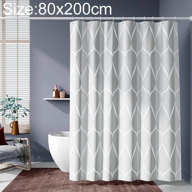 Shower Curtain Light Grey Geometric Pattern, Waterproof, Bathroom in modern family bathroom with thick polyester waterproof fabric