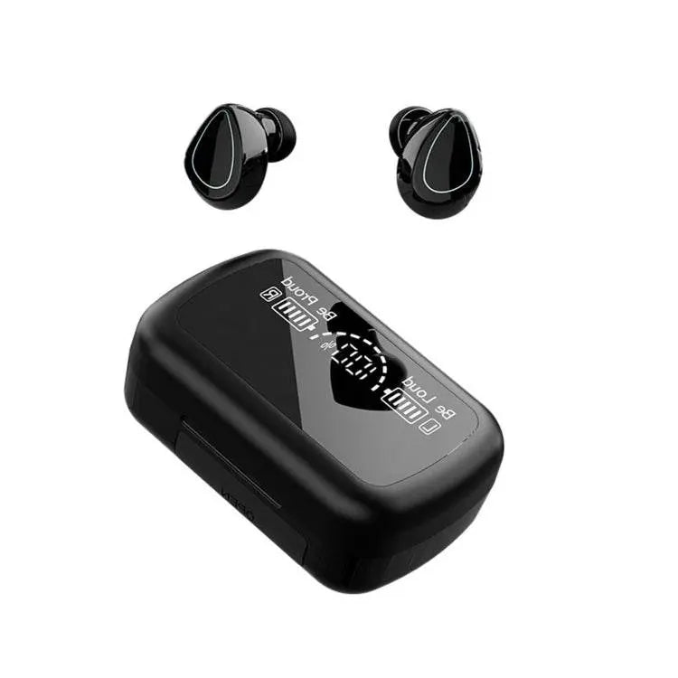 SKY10 Charging Bin Stereo Digital Display Mini Bluetooth Headset Black - Stylish Sound on the Go