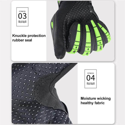 SOMAN Motorcycle Riding Anti-Slip Gloves For Daily Rides black gloves with green knuckle protection and moisture-wicking fabric