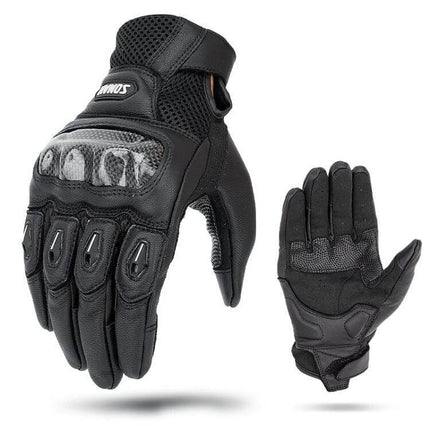 SOMAN Sheepskin Motorcycle Gloves With Anti Slip Grip black sheepskin leather gloves with carbon fiber knuckle protection and touchscreen palm