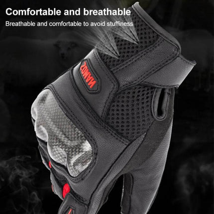 SOMAN Sheepskin Motorcycle Gloves With Anti Slip Grip breathable sheepskin leather gloves with carbon fiber knuckle protection and touchscreen tips