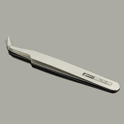 Gooi Precision Steel Bend Tweezers for Detailed Tasks, stainless anti-acid steel angled tip for electronics assembly and delicate crafting