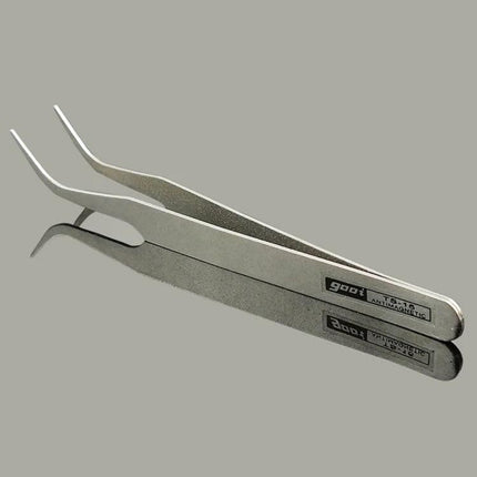 Gooi Precision Steel Bend Tweezers for Detailed Tasks - anti-acid steel bent-tip tweezers for electronics, crafts, and delicate component handling