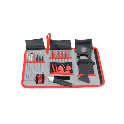 JIAFA 28-in-1 Repair Tool Kit for Electronics and Devices compact organized toolkit with pry tools, screwdrivers, tweezers and carrying pouch