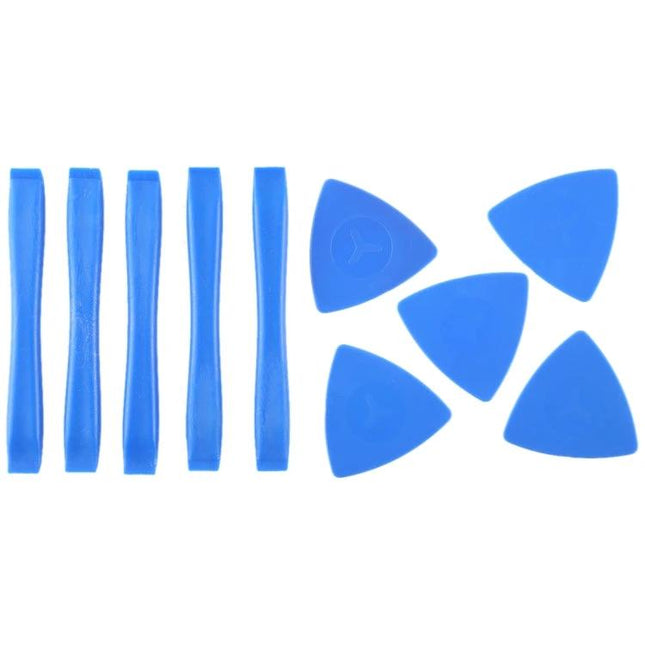 Plastic Spudger and Triangle Prying Tool Set for Device Repair: 5 Each - blue plastic spudgers and triangle picks for smartphone and tablet opening