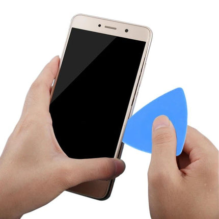 Plastic Spudger and Triangle Prying Tool Set for Device Repair: 5 Each - blue triangle tool prying open smartphone for screen replacement