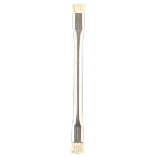 Double-Head Anti-Static Brush for Electronics Cleaning - stainless handle with dual soft anti-static bristle heads for circuit board and motherboard dust removal