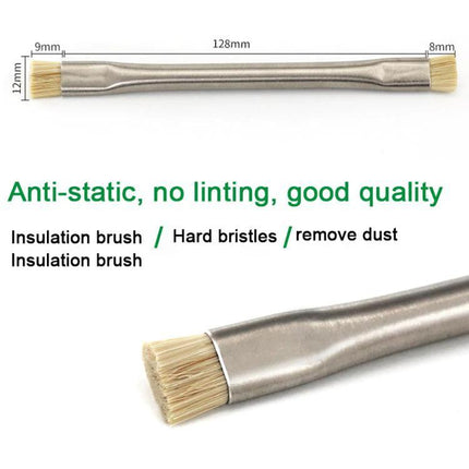 Double-Head Anti-Static Brush for Electronics Cleaning - double-ended anti-static electronics cleaning brush with soft bristles for circuit boards, 128mm