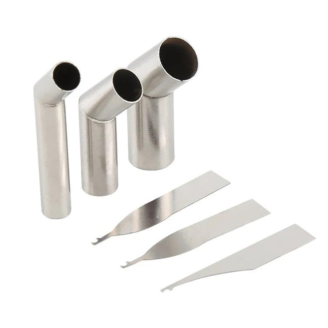 Microscope Air Gun Nozzle for Phone Repair with 45-Degree Angle – stainless steel angled nozzles and metal pry blades for precise dust removal under microscope