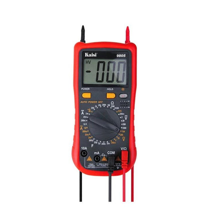Kaisi Auto-Ranging Digital Multimeter for Electrical Projects compact red handheld multimeter with probes and digital display