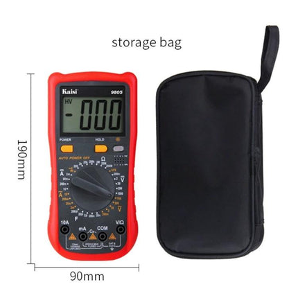 Kaisi Auto-Ranging Digital Multimeter for Electrical Projects red handheld meter with storage bag and clear LCD display