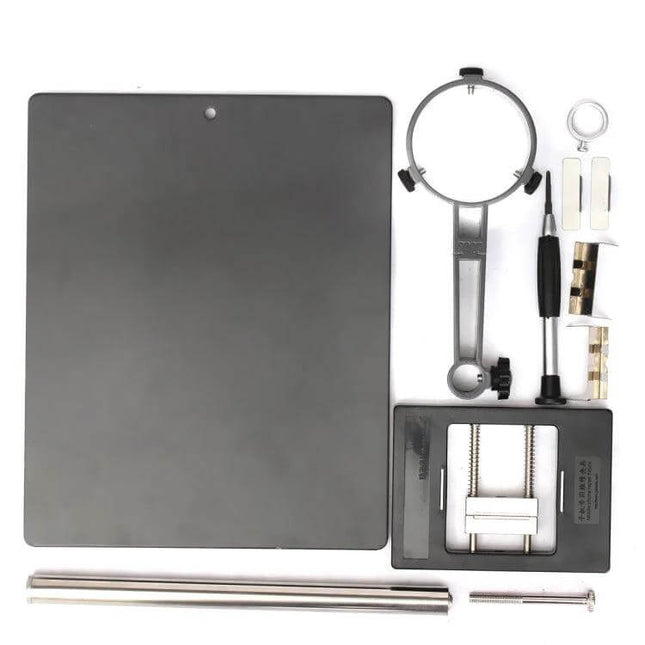 Hot Air Gun Clamp Bracket For Rework Soldering Station compact mounting kit with clamp, stand plate and accessories for PCB SMD rework