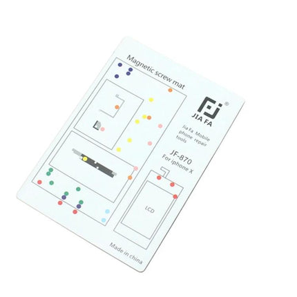JIAFA Magnetic Mat for Organizing iPhone X Screws with color-coded magnetic sections to keep screws organized during phone repairs