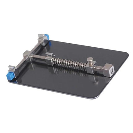 Kaisi Universal PCB Holder for Smartphone Repair Tools holding a smartphone circuit board on adjustable metal clamp platform